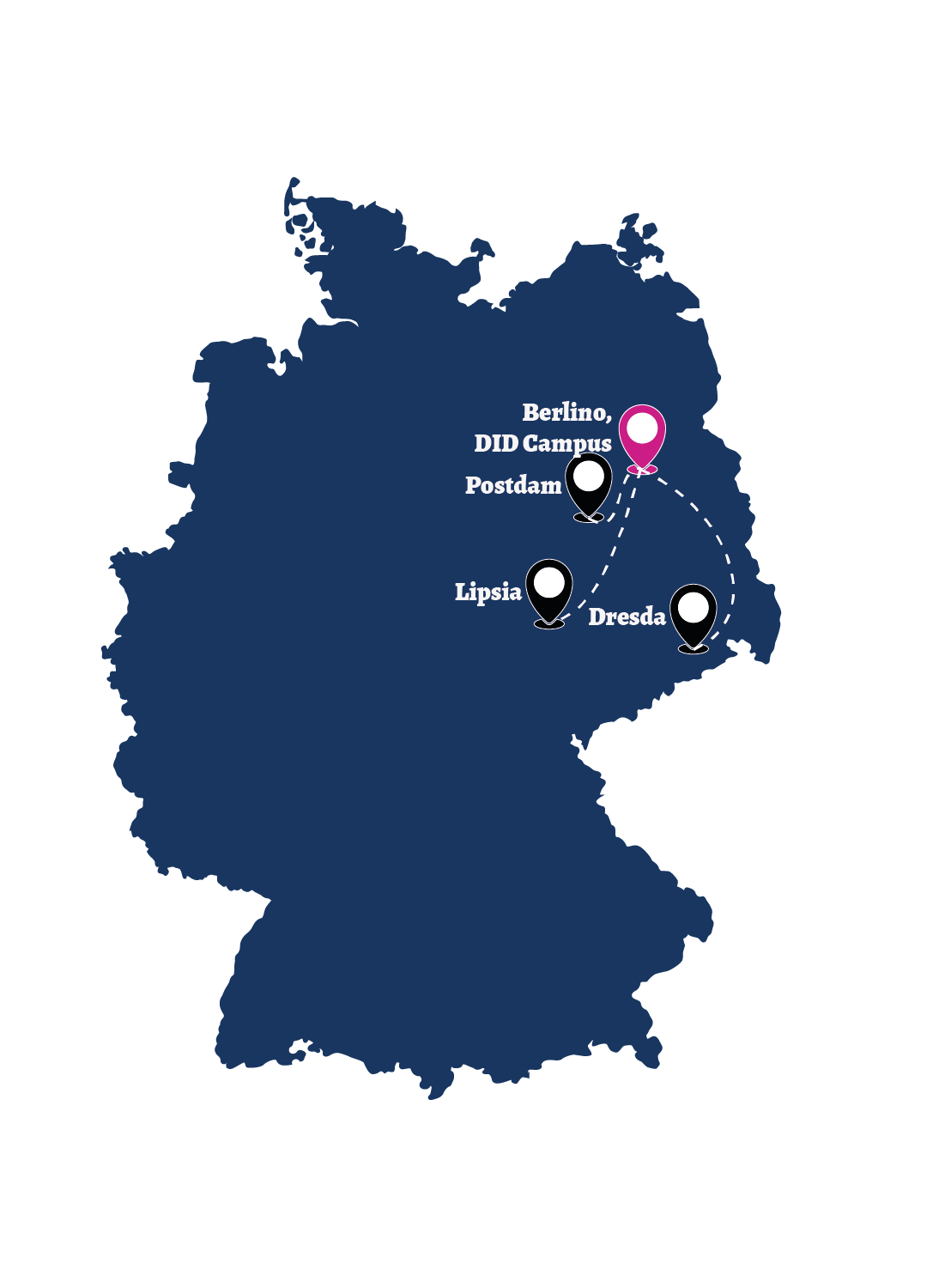 DID Campus; Berlino; Dresda; Lipsia; Postdam; Cartina; Germania; Europa