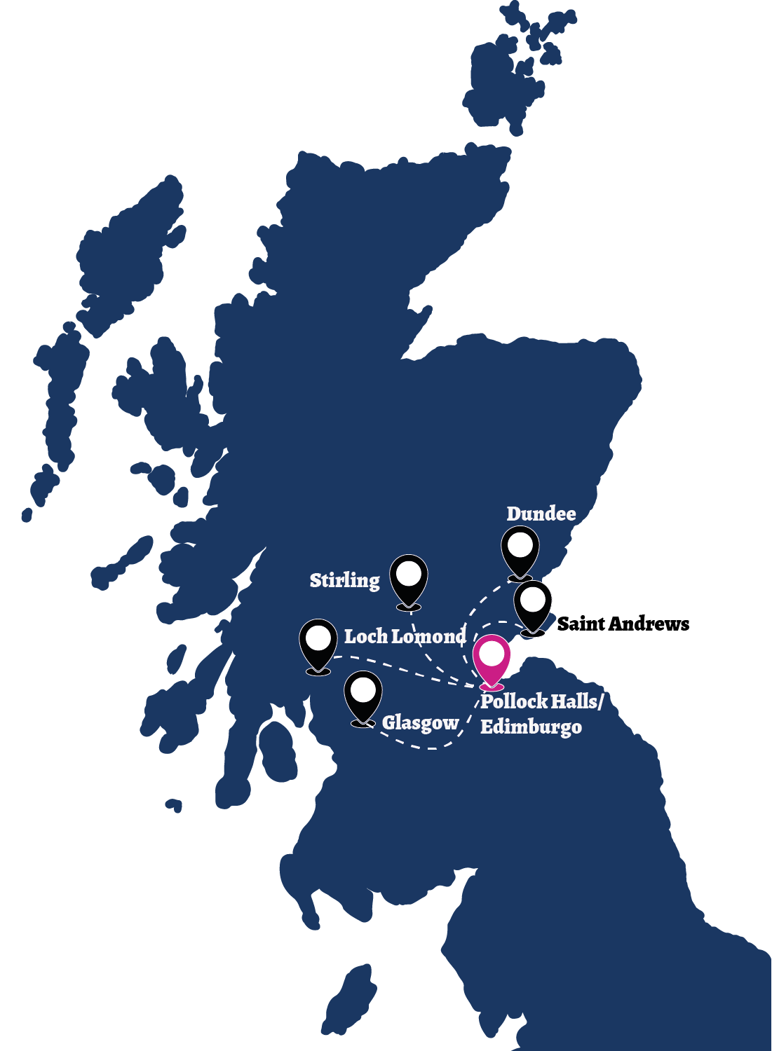 Pollock Halls; Edimburgo; Saint Andrew; Glasgow; Loch Lomond; Stirling; Dunde; Inghilterra; Regno Unito; UK; Vacanza Studio; escursione+