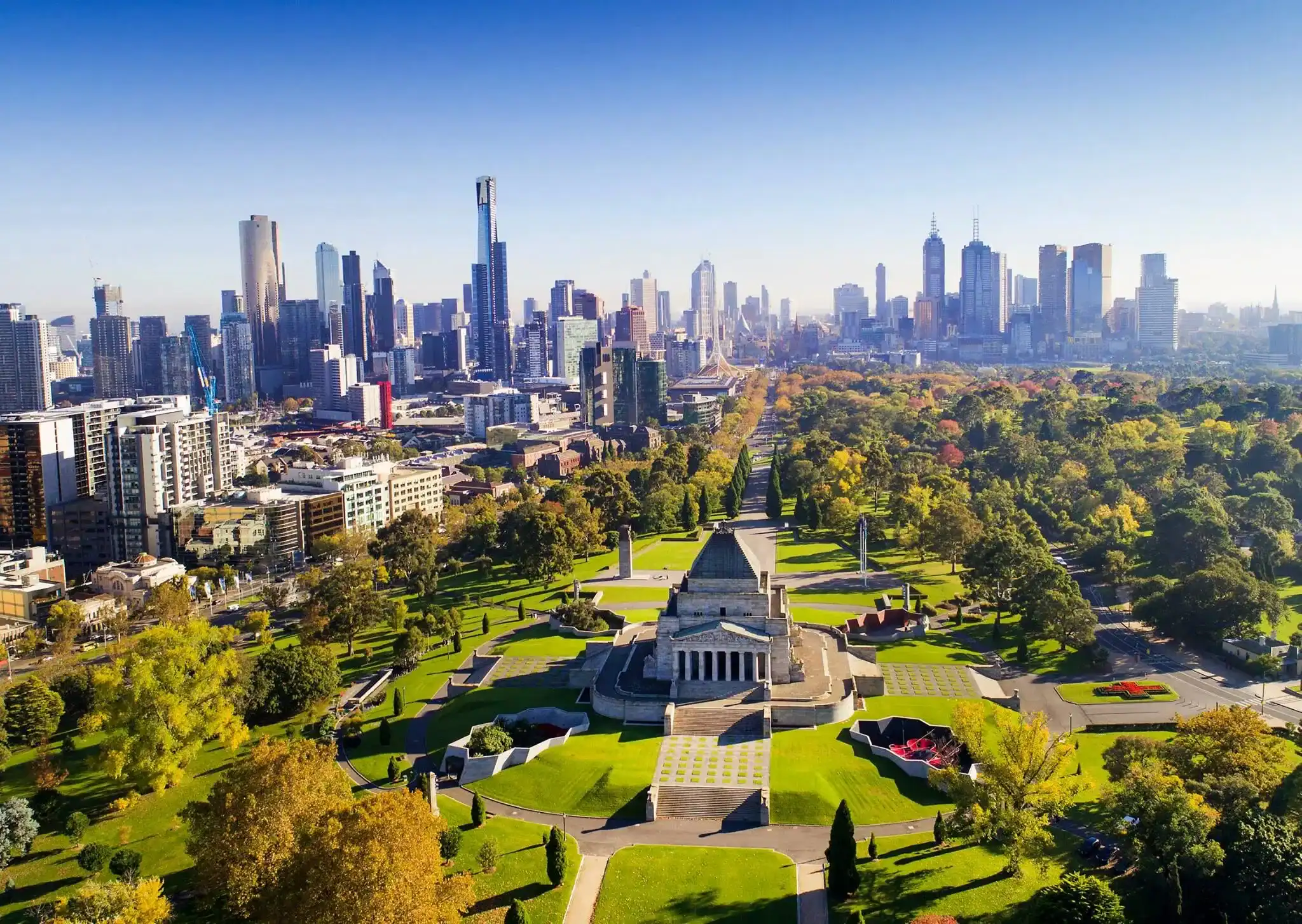 Panorama di Melbourne con parco
